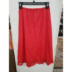 Vintage HTF RARE RED Satin Gotham Gold Stripe Half Slip Lace Inlay 24"  Large LG